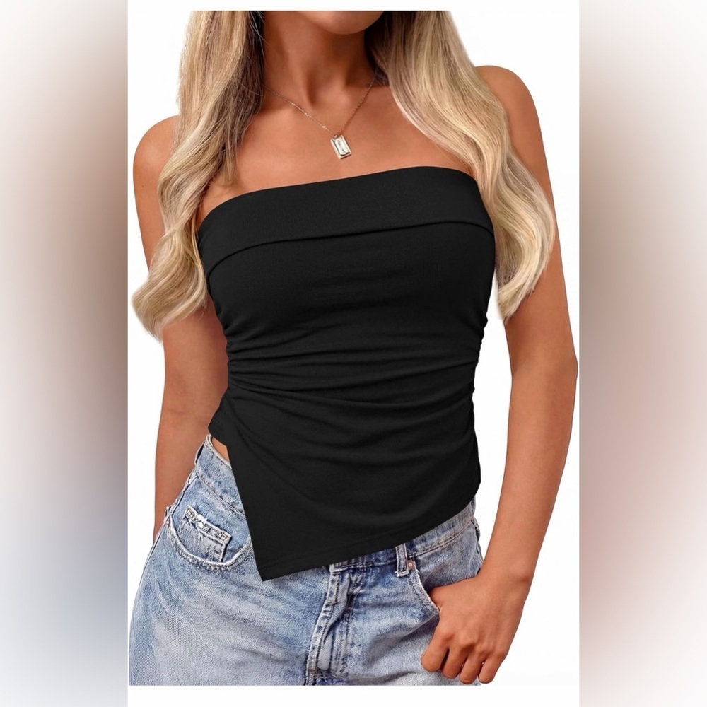 🆕Strapless Asymmetric Ruched Women's Top